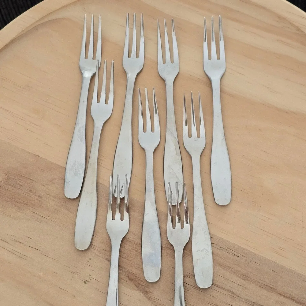 9 Cambridge 18/8 Stainless China Seafood Dessert‎ Pastry Forks Silver CBS121